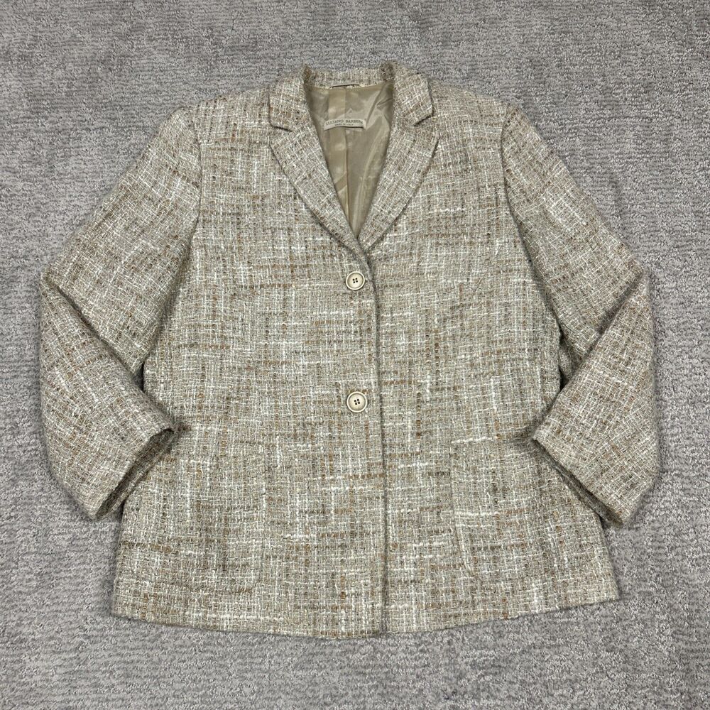 Luciano Barbera Blazer Jacket Womens 10 / 12 Wool Linen Beige Tweed Career Italy